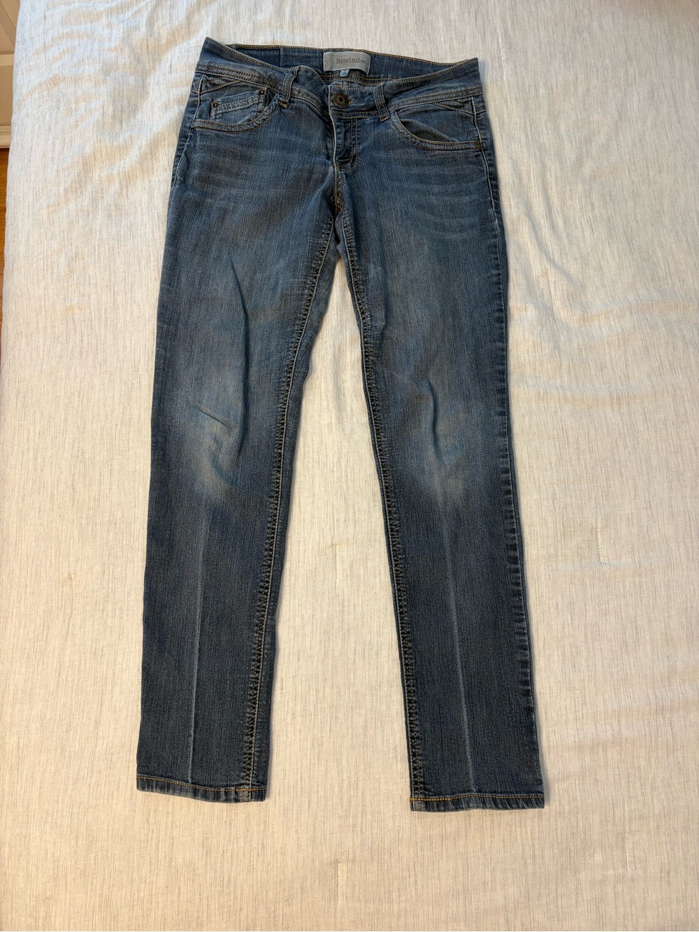 Rewind Y2K Vintage Wash Baggy Straight Leg Jeans Size 7